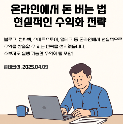 초보자도 실행 가능한 온라인 수익화 전략을 설명하는 인포그래픽 이미지