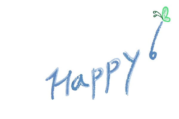 HAPPY 텍스트와 나비 포인트 – 내가 그린 따뜻한 손그림