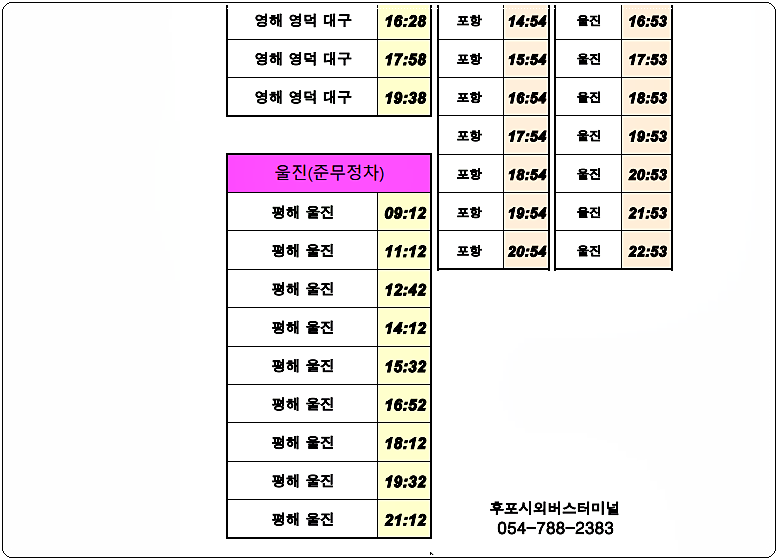 후포 시외버스터미널 시간표 2