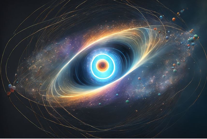 관찰자 효과와 우주의 모습을 표현한 그림