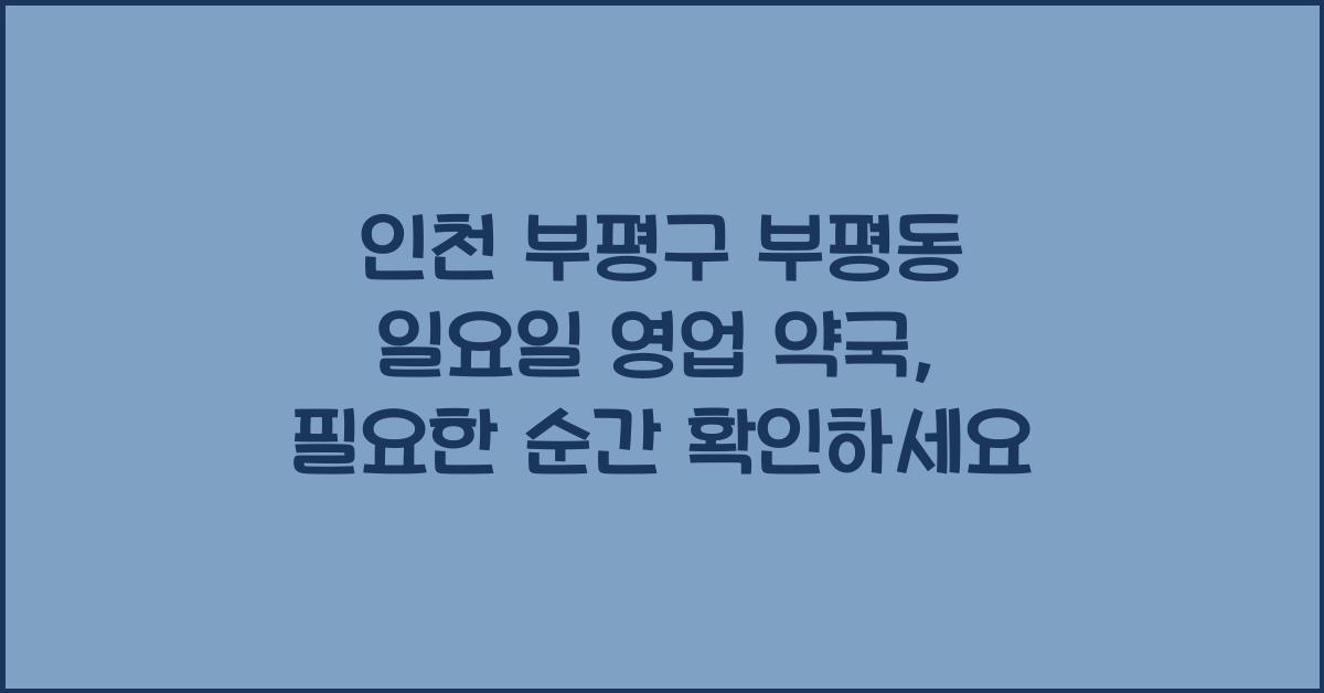 인천 부평구 부평동 일요일 영업 약국