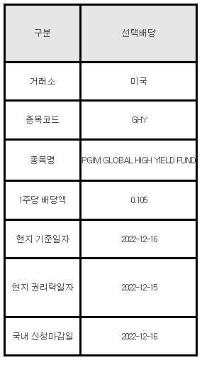 미국주식 선택배당 안내 GHY