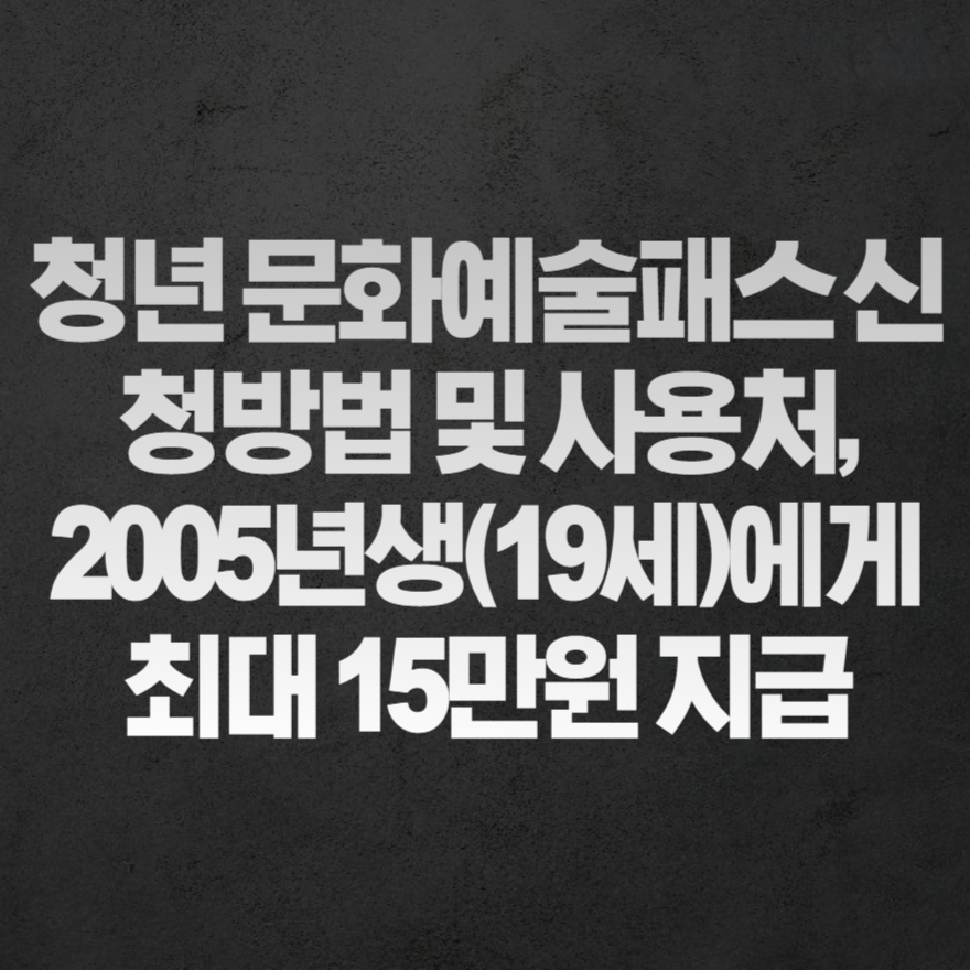 청년 문화예술패스 신청방법 및 사용처, 2005년생(19세)에게 최대 15만원 지급 청년 문화예술패스 신청방법 및 사용처, 2005년생(19세)에게 최대 15만원 지급