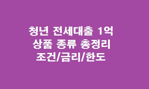 청년 전세대출 1억 종류