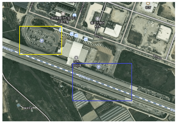 김천구미역 주차장 항공뷰