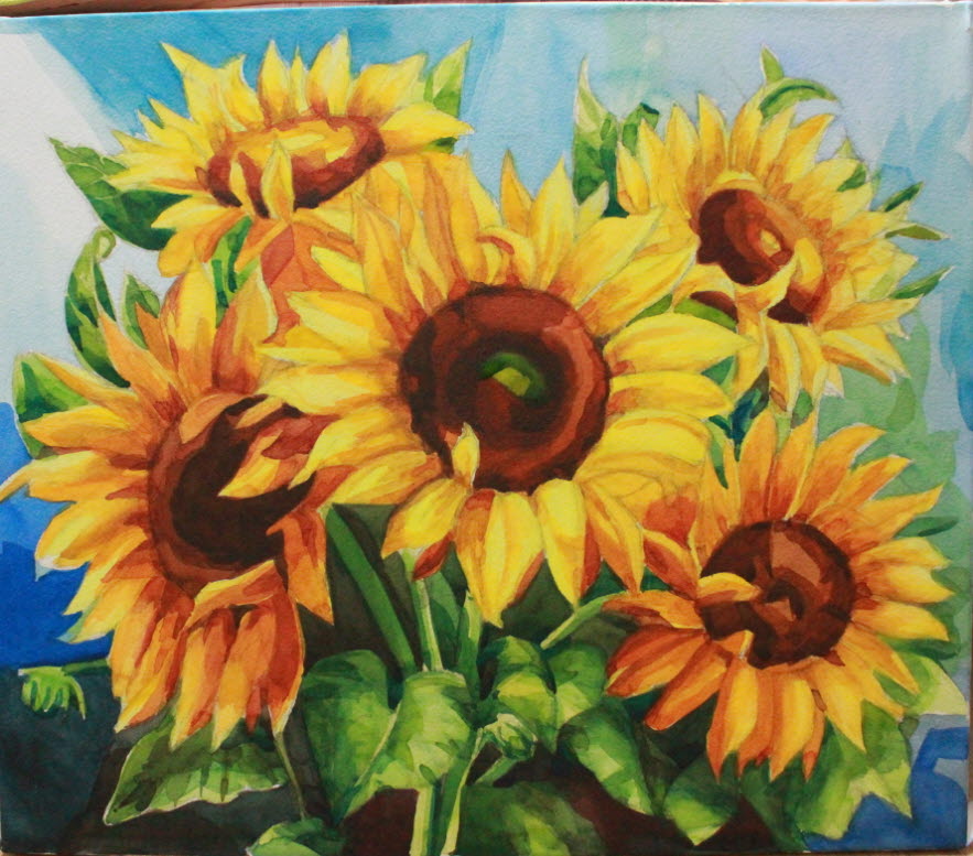  해바라기 그림 수채화