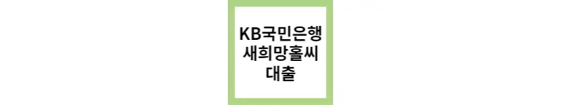 KB국민은행 새희망홀씨 신용대출