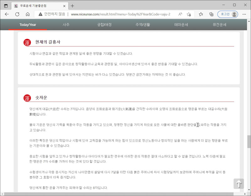 신년운세-사이트-사주풀이결과