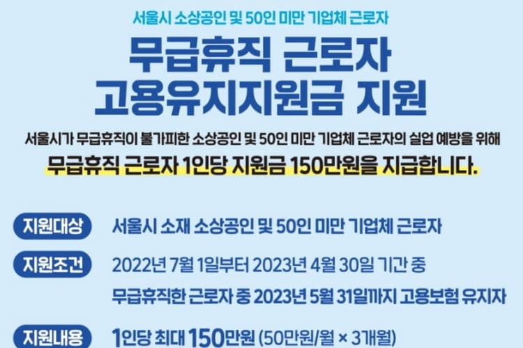  무급휴직 근로자 고용유지지원금 신청기간 및 지원내용