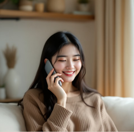 퇴근길 전화받고 있는 자녀의 모습 예시 사진