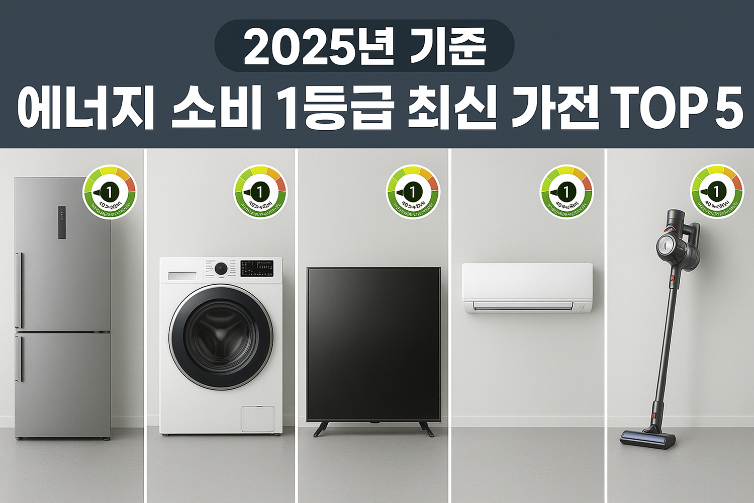 2025년 기준 에너지 소비 1등급 최신 가전 TOP 5