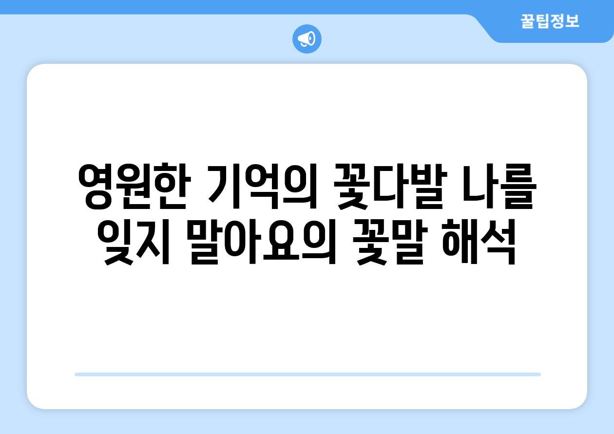 영원한 기억의 꽃다발 나를 잊지 말아요의 꽃말 해석