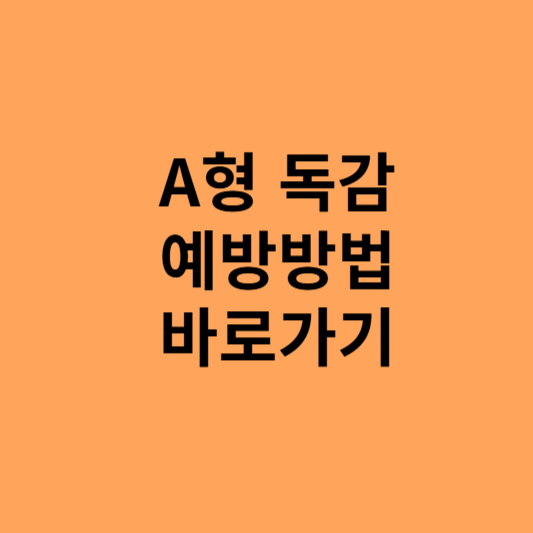 A형독감 예방방법