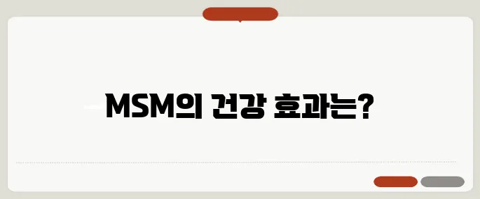 MSM의 효능 정리 관절 건강에 좋은 천연 유황
