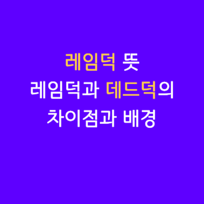  레임덕 lameduck 이란? 데드덕 dead duck은 무슨 상황에서 발생하는가