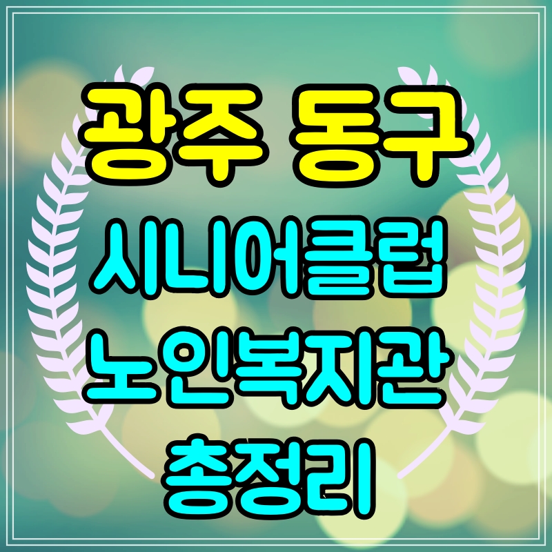  광주 동구 노인일자리 구하기 시니어클럽 노인복지관 총정리
