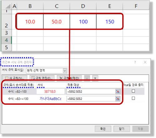 조건부 서식 규칙 관리자