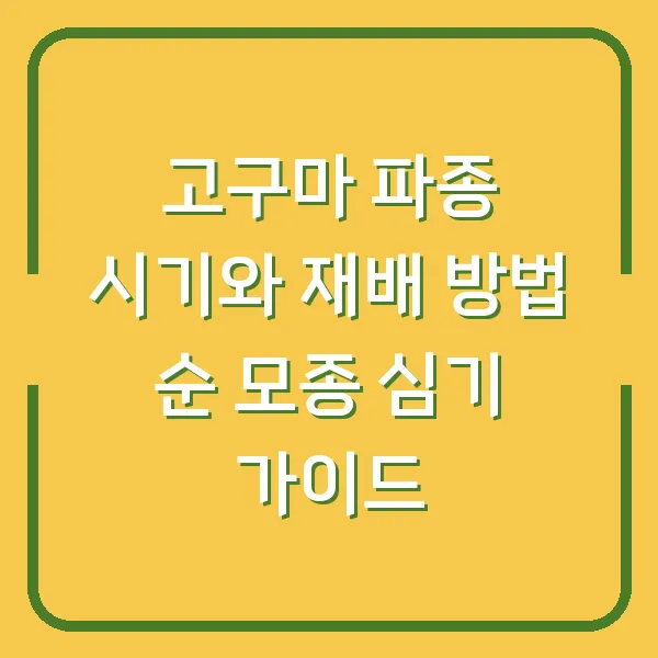 고구마 파종 시기와 재배 방법 순 모종 심기 가이드