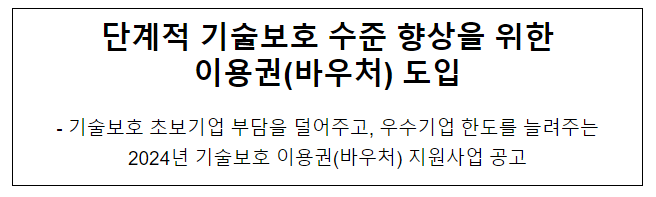  단계적 기술보호 수준 향상을 위한 이용권(바우처) 도입
