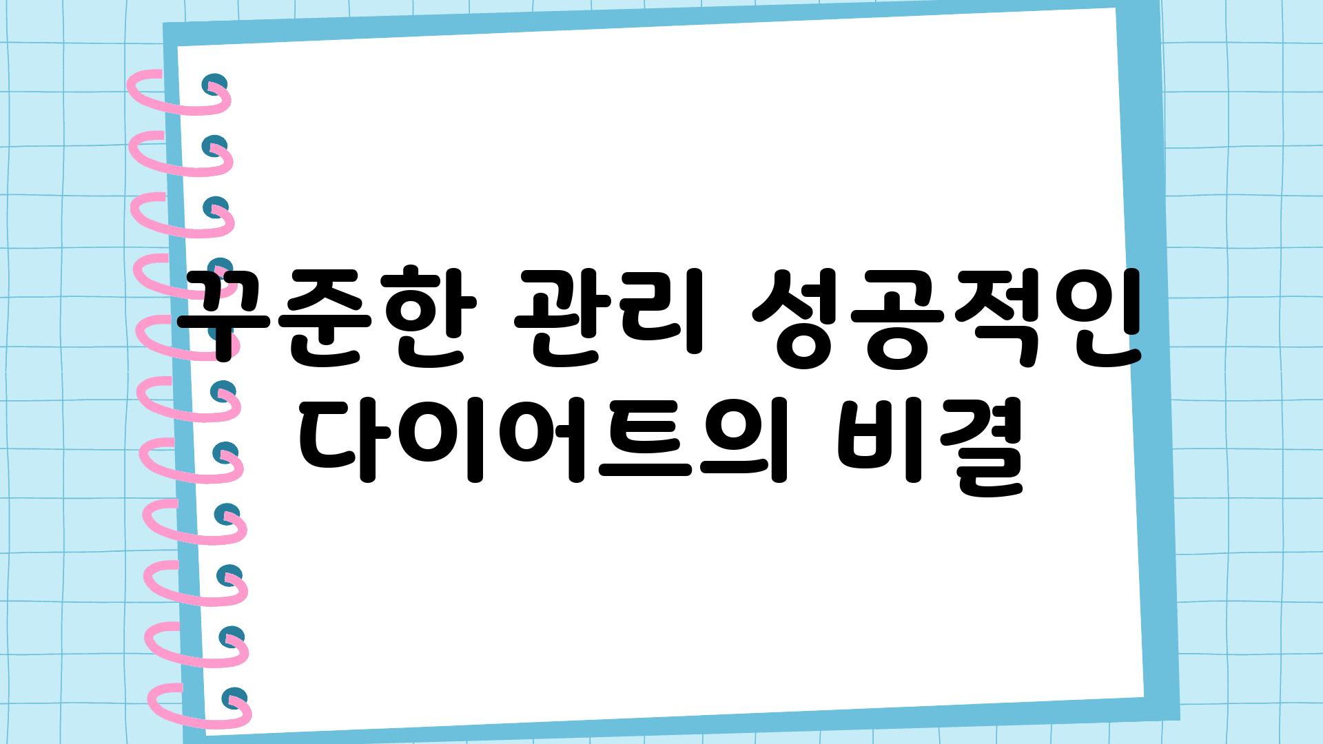 꾸준한 관리 성공적인 다이어트의 비결