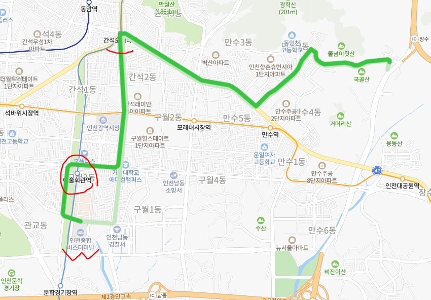  [인천] 534번버스 시간표와 노선 정보 : 인천대공원, 간석오거리역, 인천터미널, 길병원