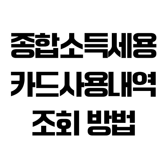  종합소득세용 카드사용내역 조회방법