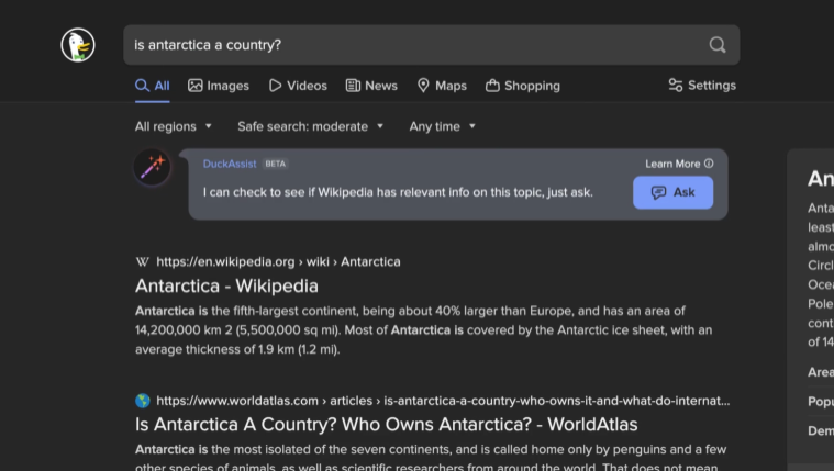 DuckDuckGo, 위키피디아 1