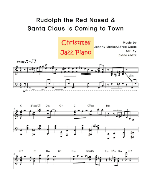 Rudolph the Red Nosed music sheet / Santa Claus is Coming to Town music sheet