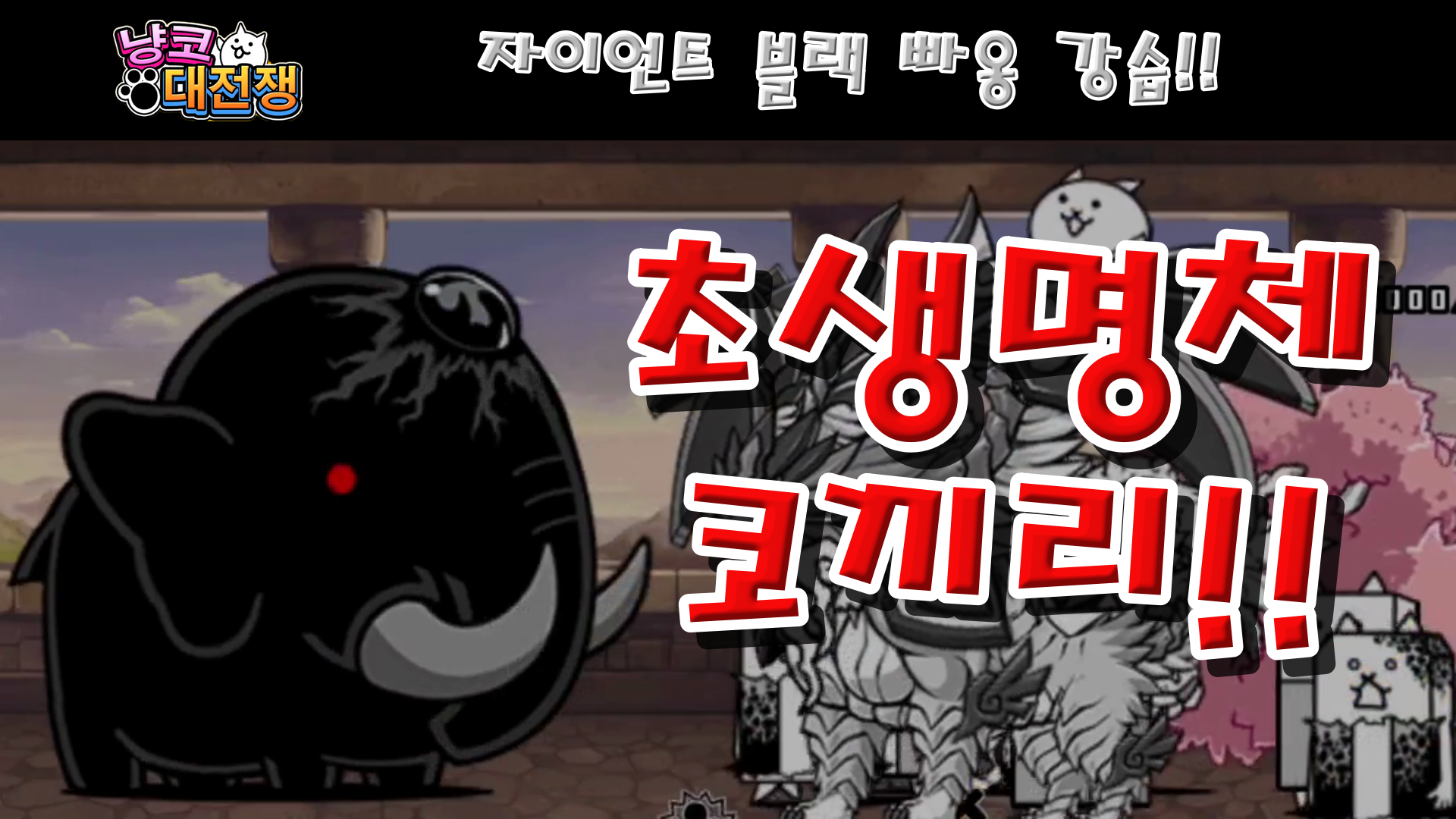  냥코대전쟁 자이언트 블랙 빠옹 강습 폭주 Lv.1~Lv.MAX 보상에 다크 캣츠아이 추가!!