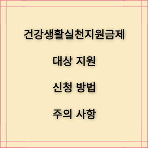 건강생활실천지원금제 지원대상 신청방법 주의 사항 그 외