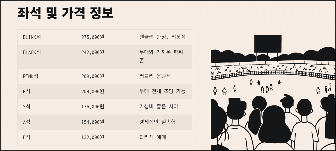 좌석 및 가격 정보