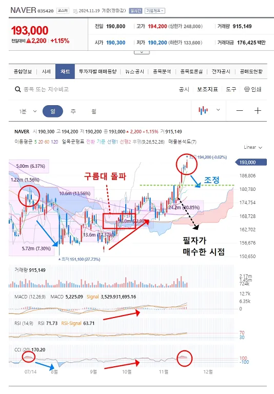 NAVER 일간 차트