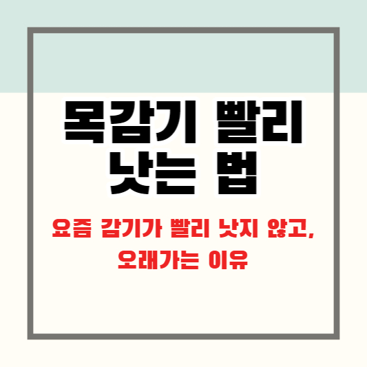 목감기 빨리 낫는 법 요즘 감기가 빨리 낫지 않고&#44; 오래가는 이유