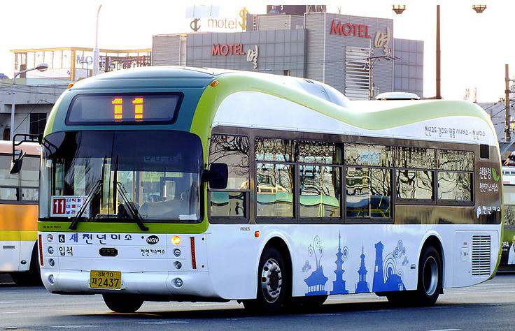 Eco-friendly natural gas bus in Gyeongju