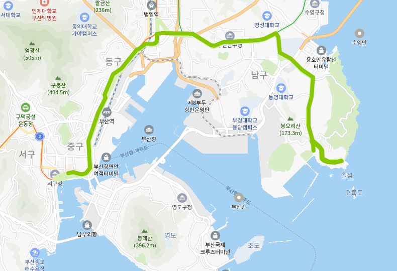  부산 27번버스 노선도, 시간표 [오륙도, 성모병원, 부경대, 경성대, 부산진시장, 자갈치시장, 부산역]