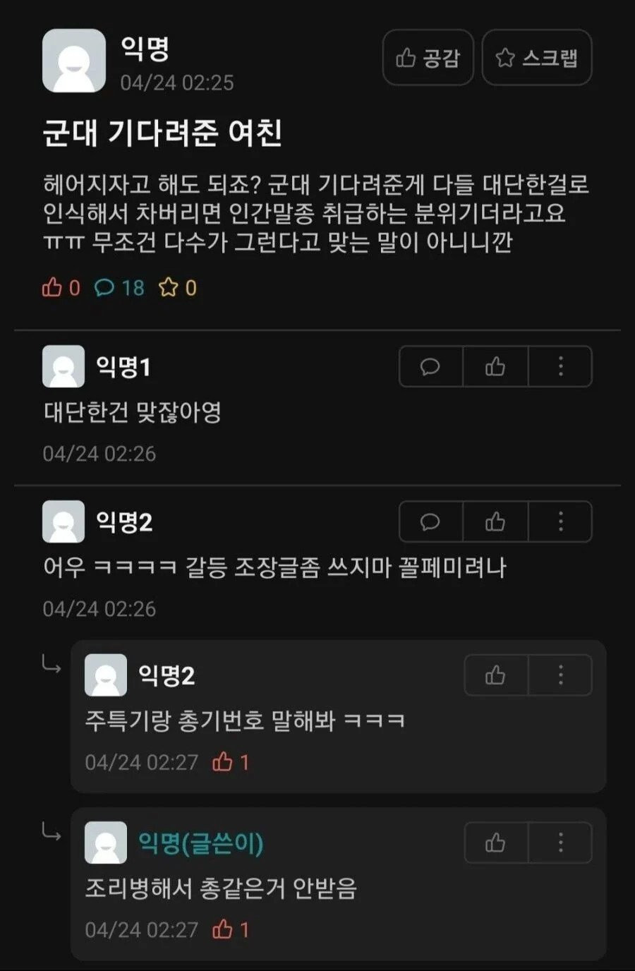 군대 기다려 준 여친