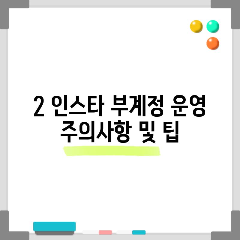 2. 인스타 부계정 운영: 주의사항 및 팁