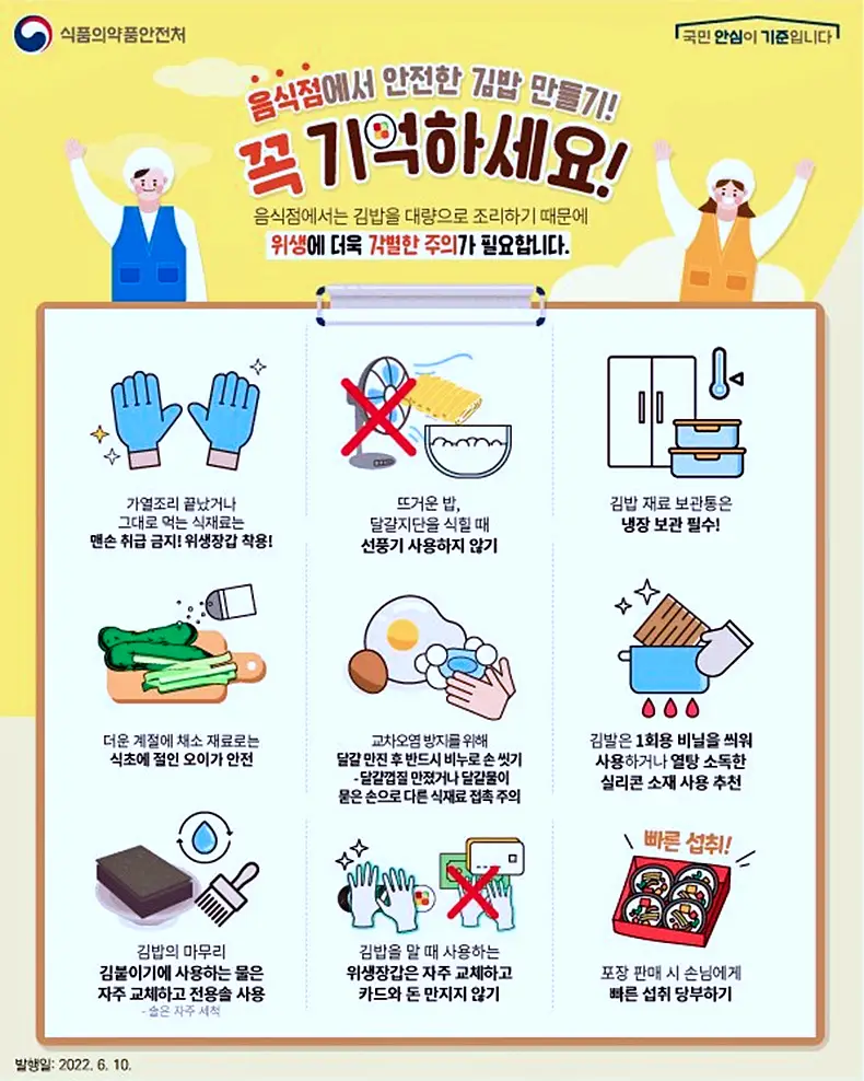 여름철 김밥 쌀 때 식중독 예방하는 방법 꿀팁
