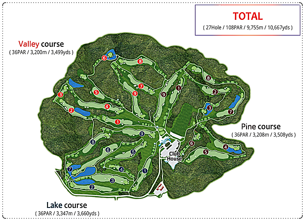 아시아드cc 골프 코스 전체 조감도