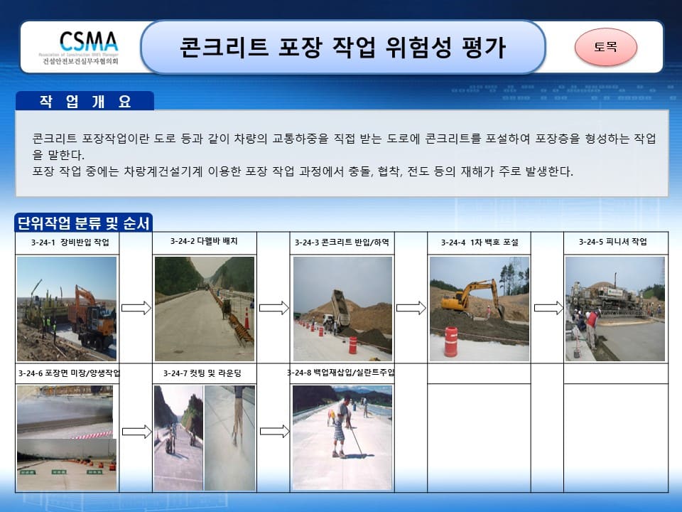  [건설공사 안전비법]_콘크리트 포장 작업 위험성평가 양식