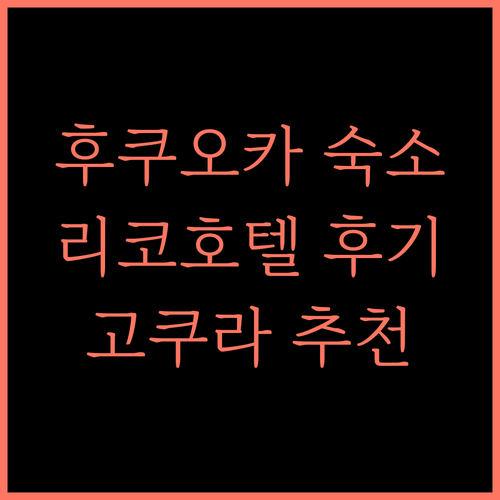 리코 호텔 고쿠라 추천 후기 고쿠라 