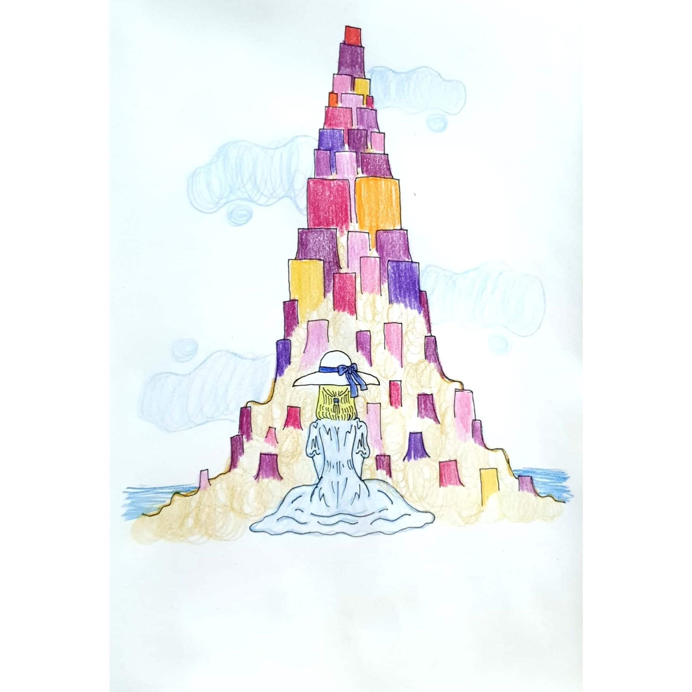  Sand Castle 모래성 / 일러스트 그림 드로잉 / 풍경화 그리기