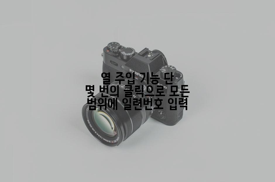 열 주입 기능 단 몇 번의 클릭으로 모든 범위에 일련번호 입력