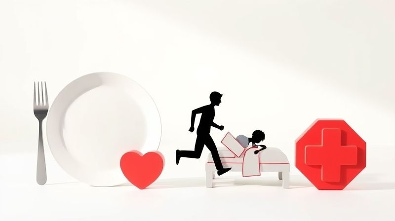 식단, 운동, 수면, 의료를 상징하는 건강 관련 아이콘 이미지