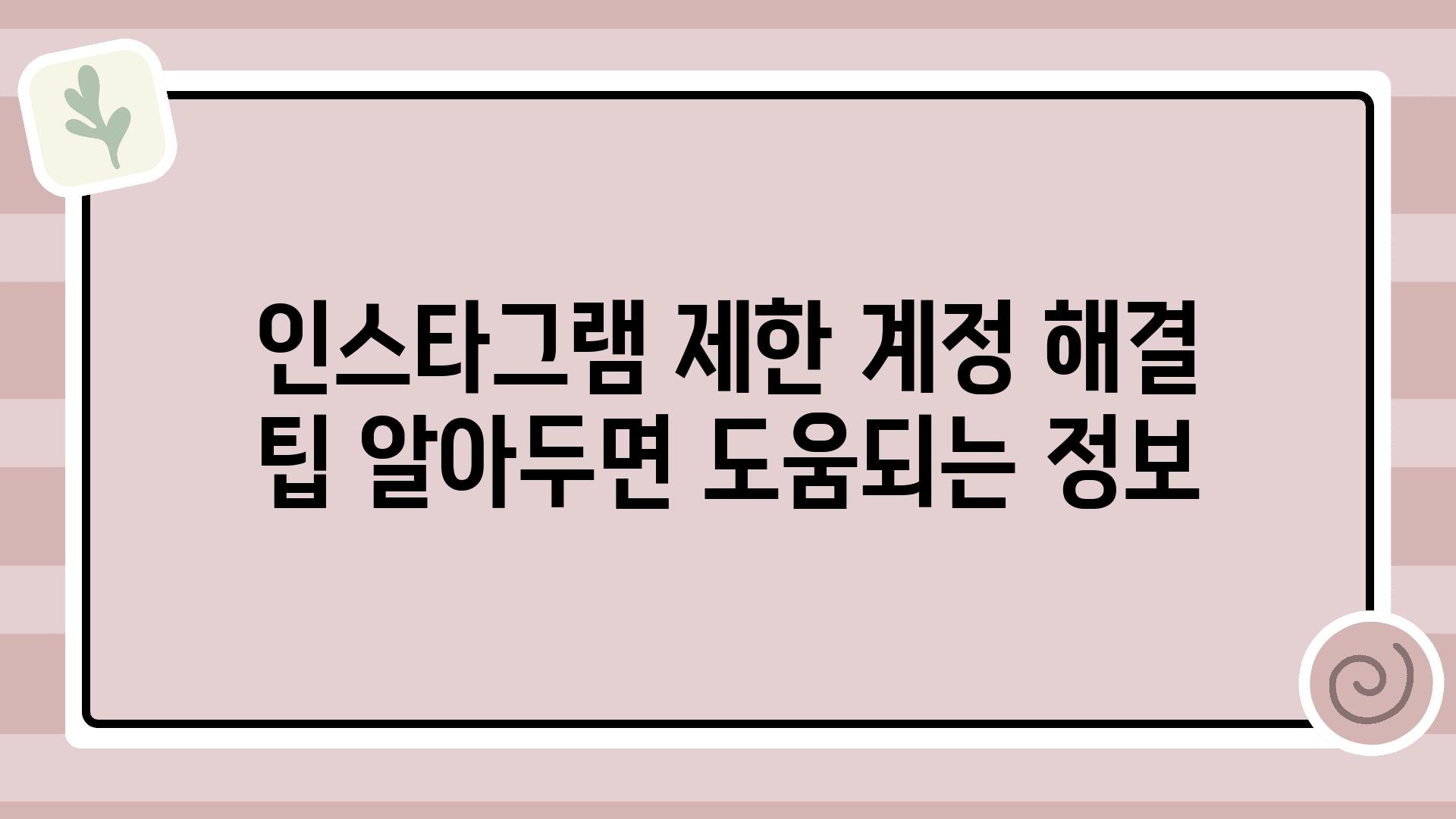 인스타그램 제한 계정 해결 팁 알아두면 도움되는 정보