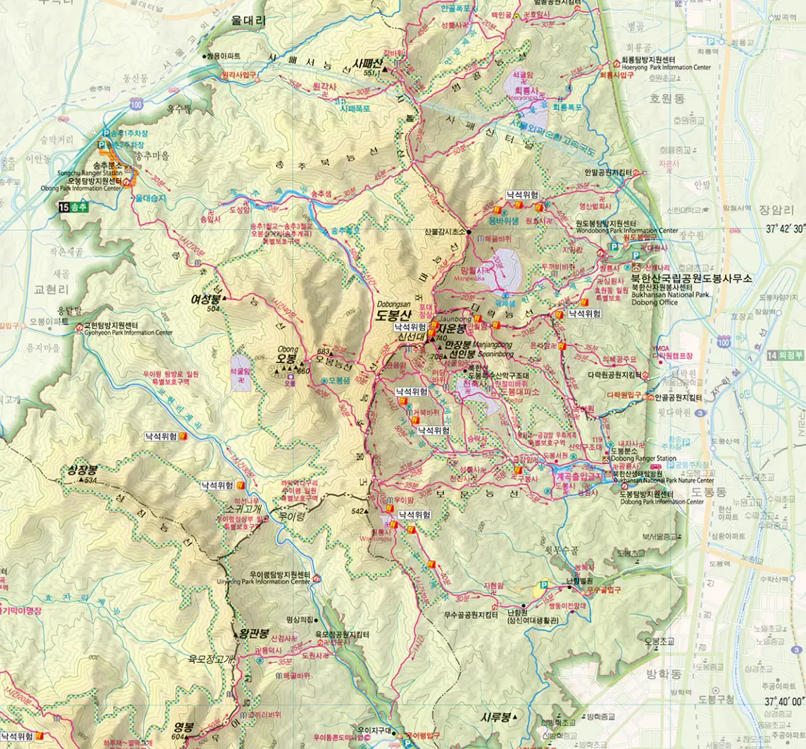 도봉산-국립공원-등산로맵