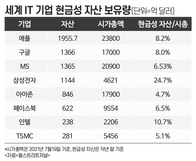 글로벌 IT기업 현금자산