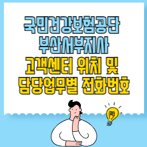 국민건강보험공단 부산서부지사 고객센터 위치 및 담당업무별 전화번호