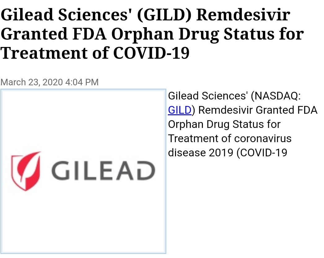  코로나 치료제 FDA 승인? 임상 3차 시작 길리어드 사이언스 렘데시비르