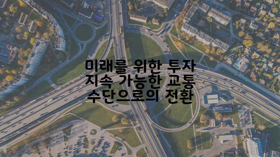 미래를 위한 투자 지속 가능한 교통 수단으로의 전환